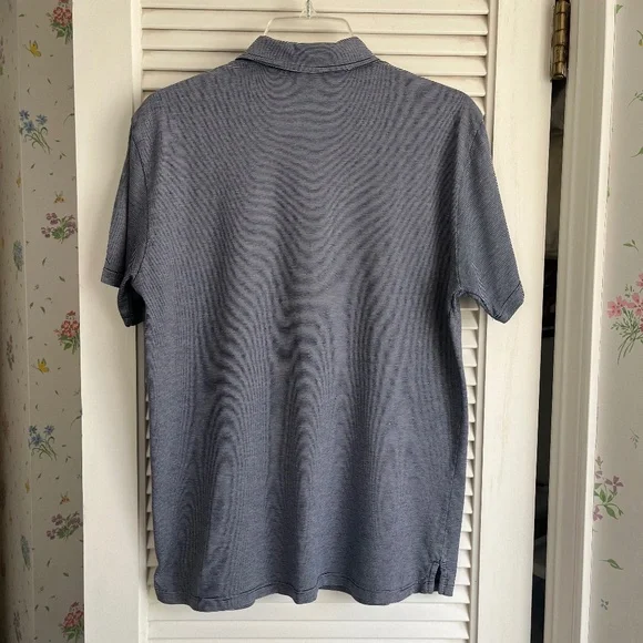 Marine Layer MENS Cotton Modal Navy White Stripe Polo Shirt Size M - Picture 2 of 9